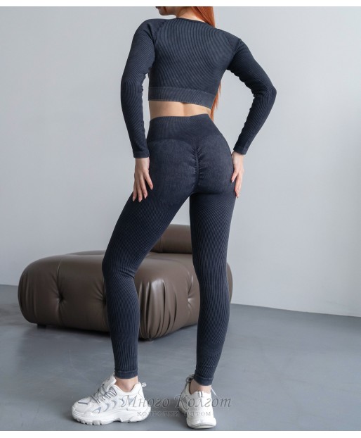 Бесшовный женский комплект в рубчик Leggings Rib + Crop Top 17